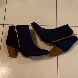 Navy Suede Booties